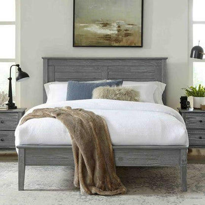 Twin Size Coastal Dorm Farmhouse Solid Pine Wood Platform Bed in Rustic Grey - FurniFindUSA