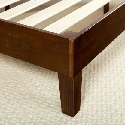 Twin size Solid Wood Platform Bed Frame in Espresso Finish - FurniFindUSA