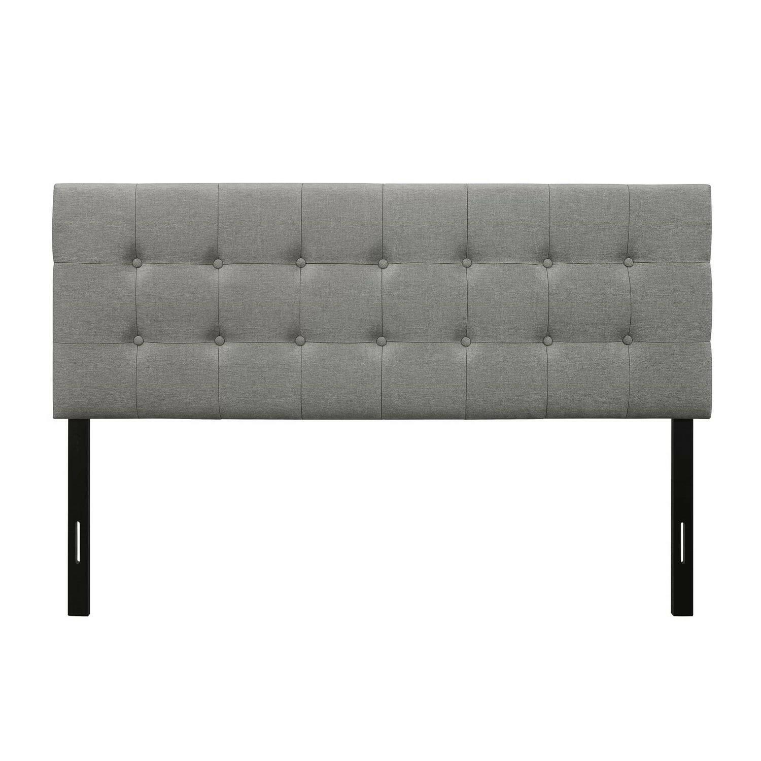 Twin size Contemporary Button-Tufted Headboard in Grey Upholstered Fabric - FurniFindUSA