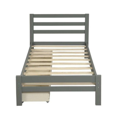 Twin size Gray Low Profile 2 Drawer Storage Platform Bed - FurniFindUSA