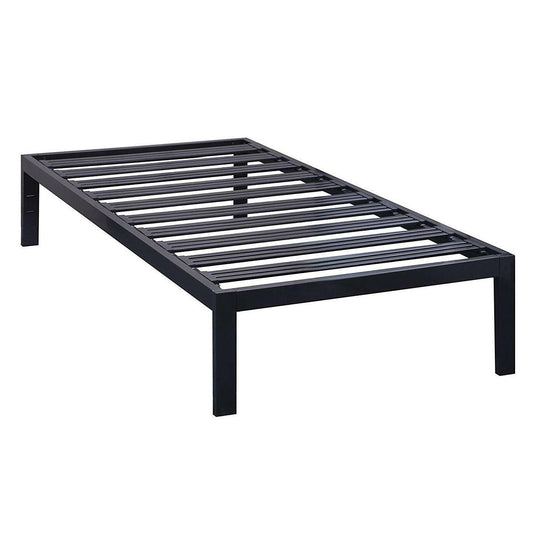 Twin size Sturdy Black Metal Platform Bed Frame with Wide Steel Slats - FurniFindUSA