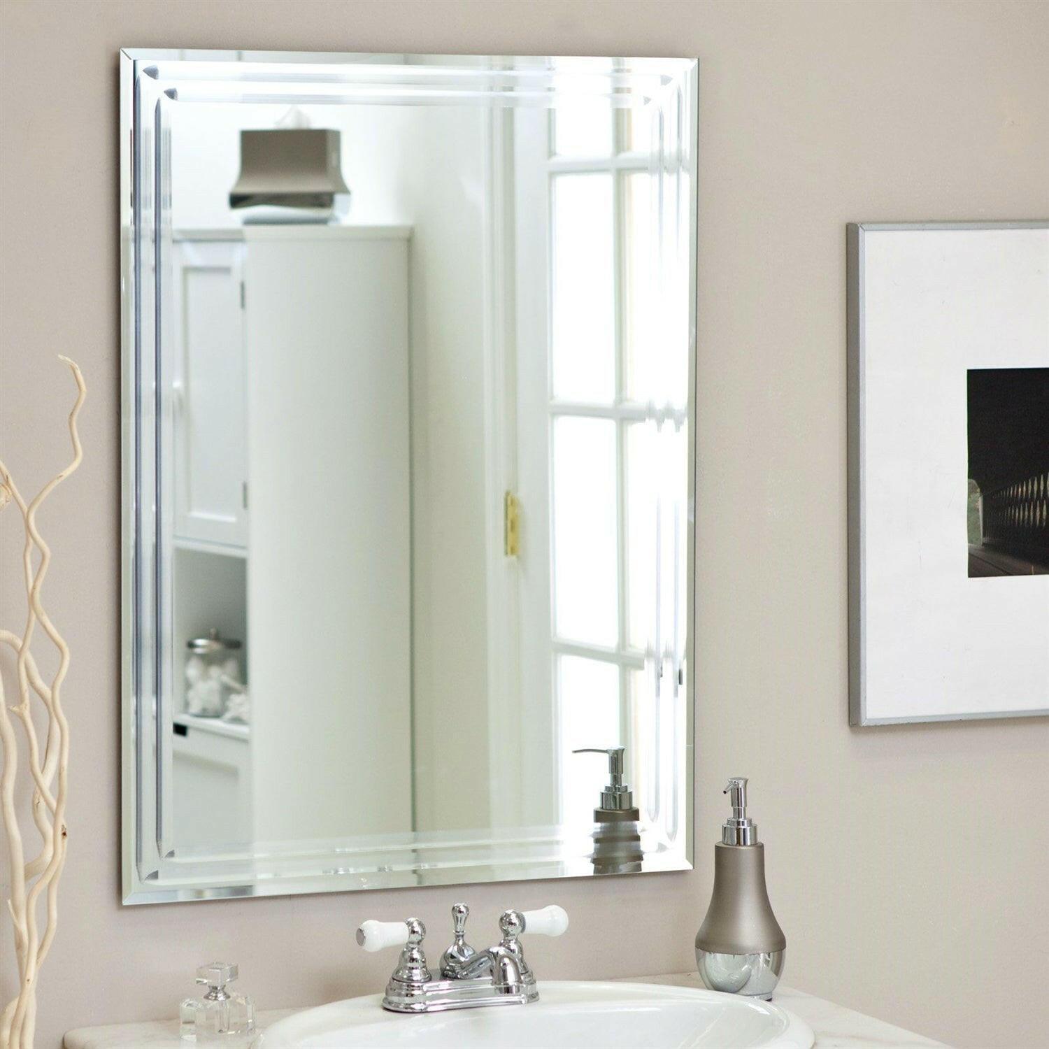 Rectangular 31.5-inch Bathroom Vanity Wall Mirror with Triple-Bevel Design - FurniFindUSA