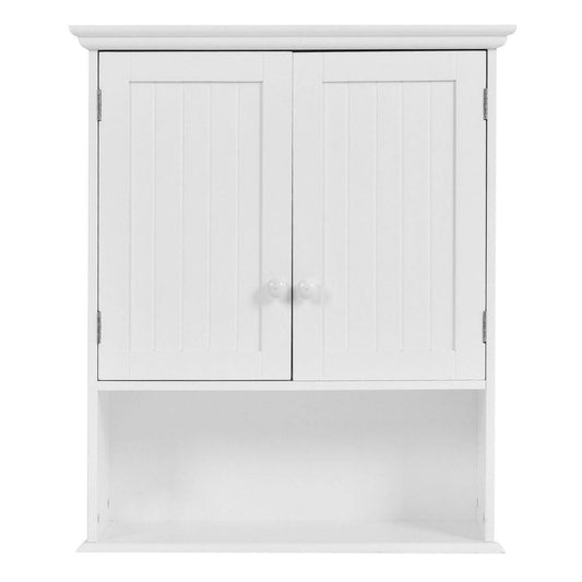 White Wall Mount Bathroom Cabinet with Storage Shelf - FurniFindUSA