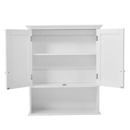 White Wall Mount Bathroom Cabinet with Storage Shelf - FurniFindUSA