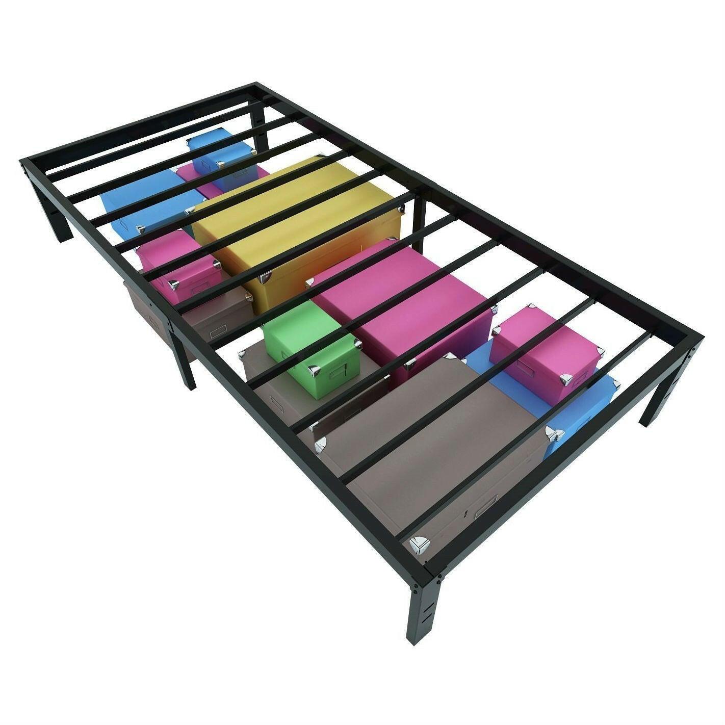 Twin XL College Dorm Heavy Duty Black Metal Platform Bed Frame - FurniFindUSA