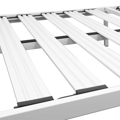 Twin XL Modern Heavy Duty Metal Platform Bed Frame in White - FurniFindUSA