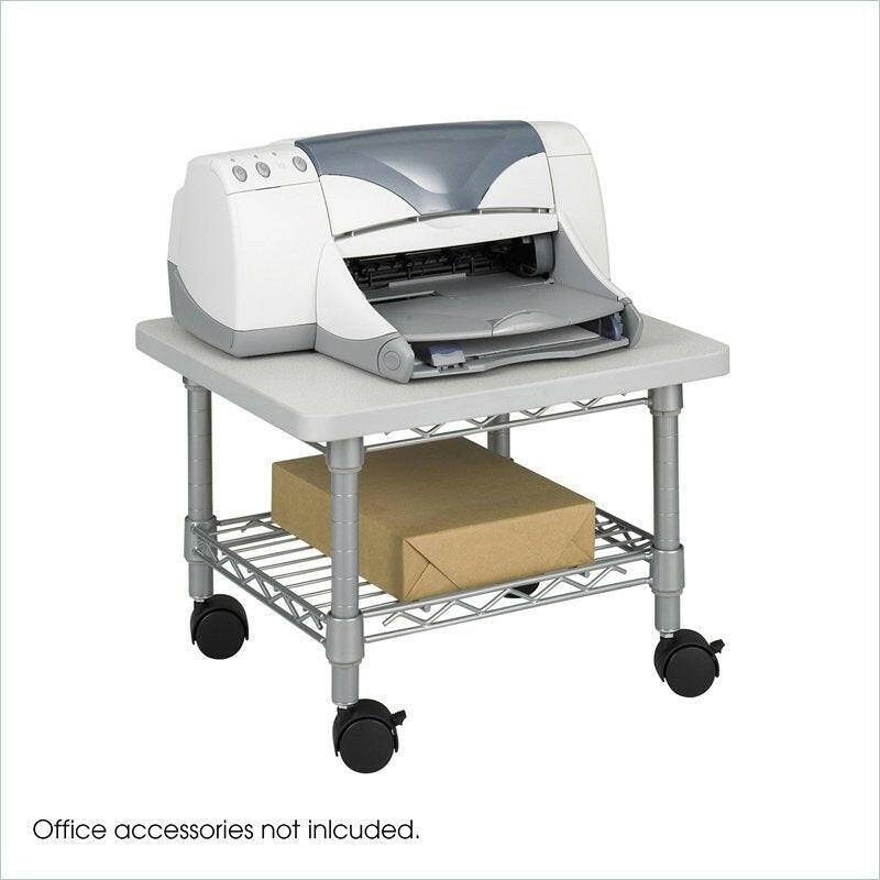 Under Desk Printer Stand Cart with Paper Shelf and Locking Casters - FurniFindUSA