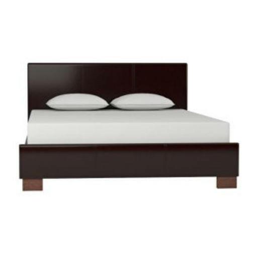 Queen size Dark Brown Faux Leather Upholstered Platform Bed Frame with Headboard - FurniFindUSA