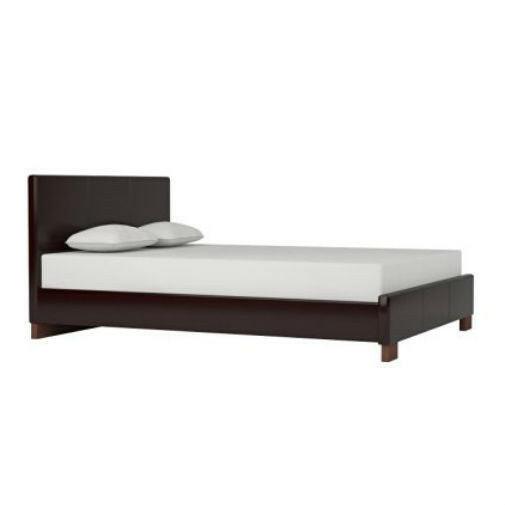 Queen size Dark Brown Faux Leather Upholstered Platform Bed Frame with Headboard - FurniFindUSA