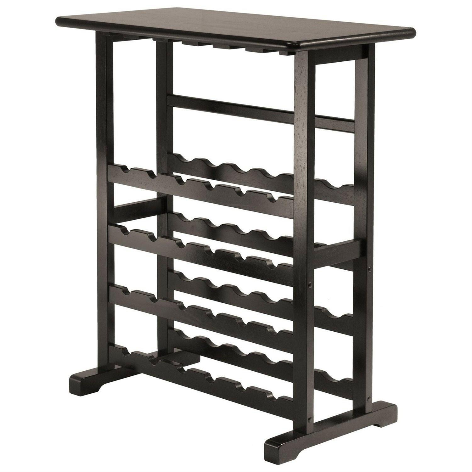 Floor-Standing Dark Espresso Brown 24-Bottle Wine Rack - FurniFindUSA