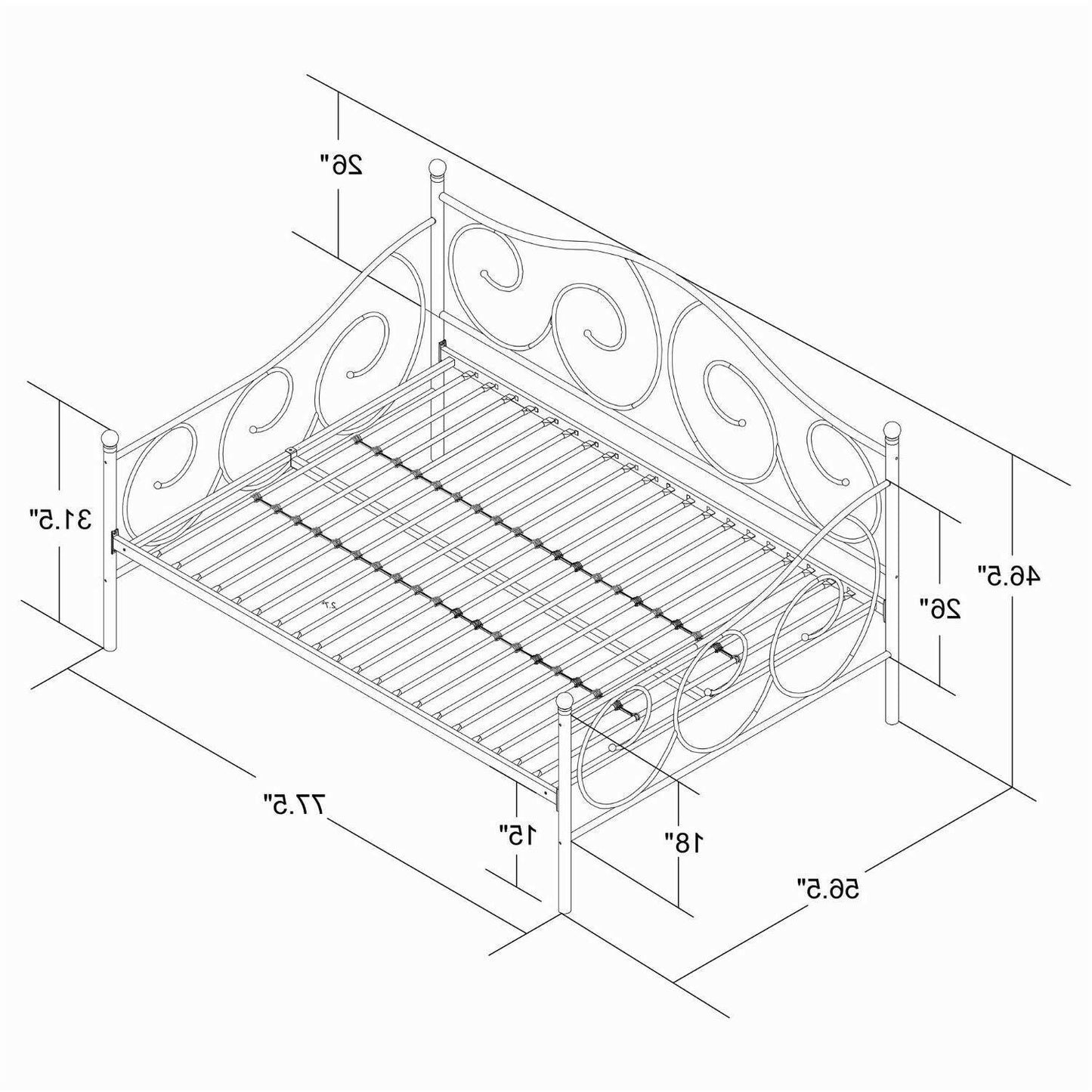 Full size Metal Daybed Frame Contemporary Design Day Bed in Bronze Finish - FurniFindUSA