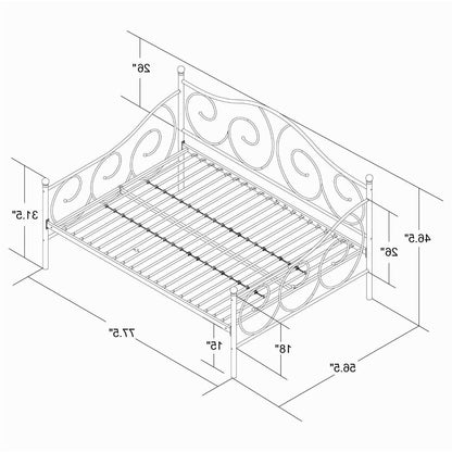 Full size Metal Daybed Frame Contemporary Design Day Bed in Bronze Finish - FurniFindUSA