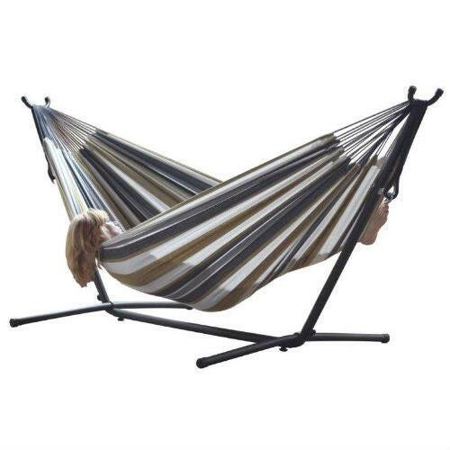 Desert Moon Pattern Cotton Hammock with 9-FT Steel Stand - FurniFindUSA