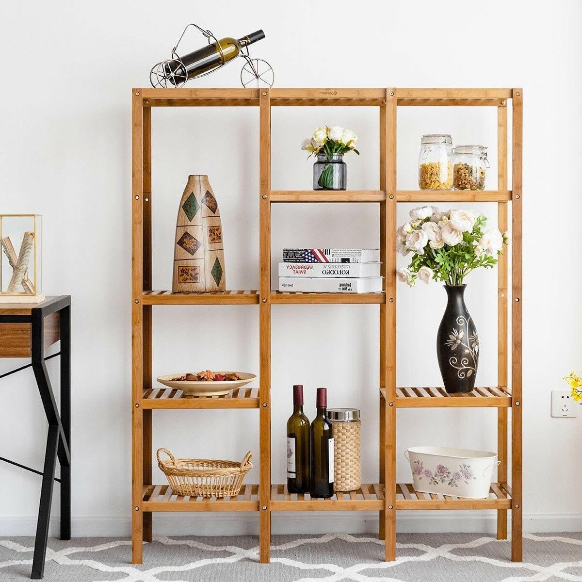 Eco-Friendly Bamboo 4-Shelf Bookcase Storage Rack - FurniFindUSA