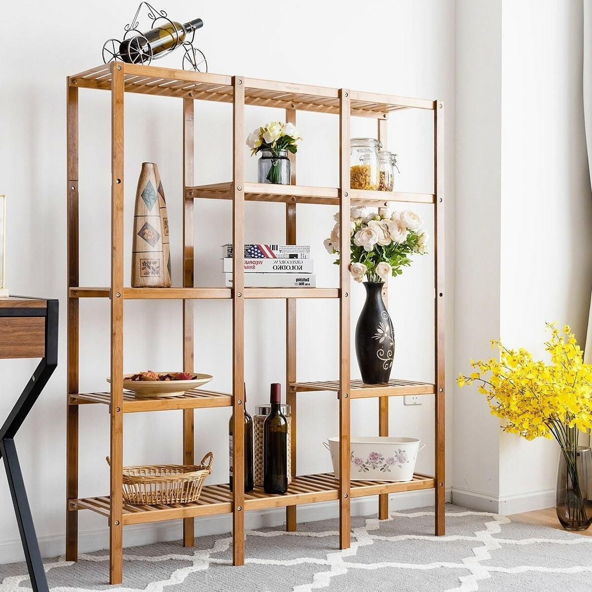 Eco-Friendly Bamboo 4-Shelf Bookcase Storage Rack - FurniFindUSA