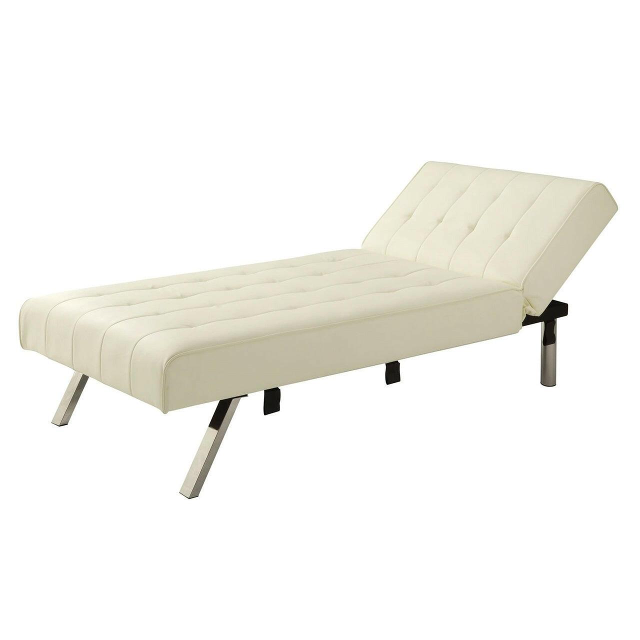 Vanilla Chaise Lounge Sleeper Bed with Contemporary Chrome Legs - FurniFindUSA