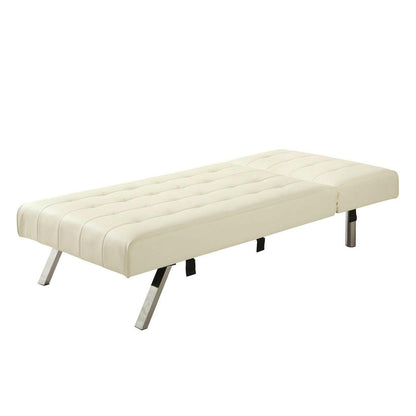 Vanilla Chaise Lounge Sleeper Bed with Contemporary Chrome Legs - FurniFindUSA