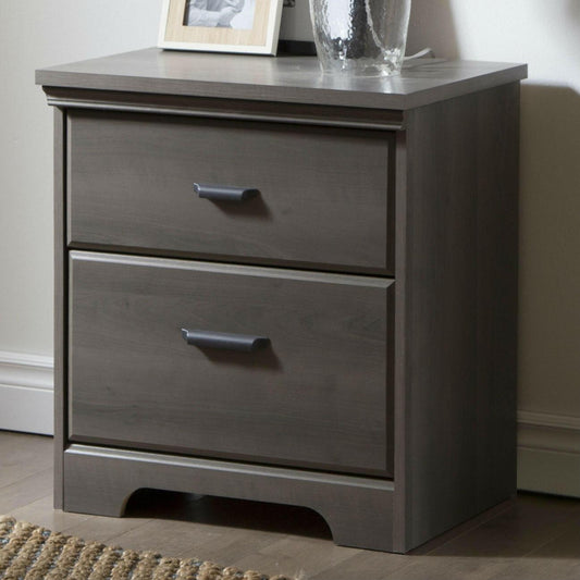 2-Drawer Bedroom Nightstand in Gray Maple Wood Finish - FurniFindUSA