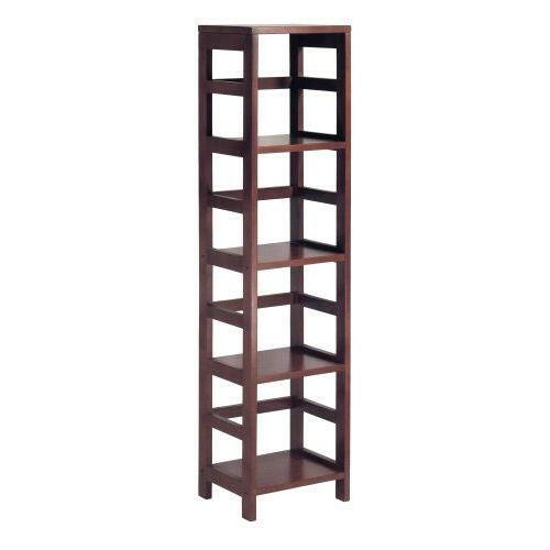 4-Shelf Narrow Shelving Unit Bookcase Tower in Espresso - FurniFindUSA