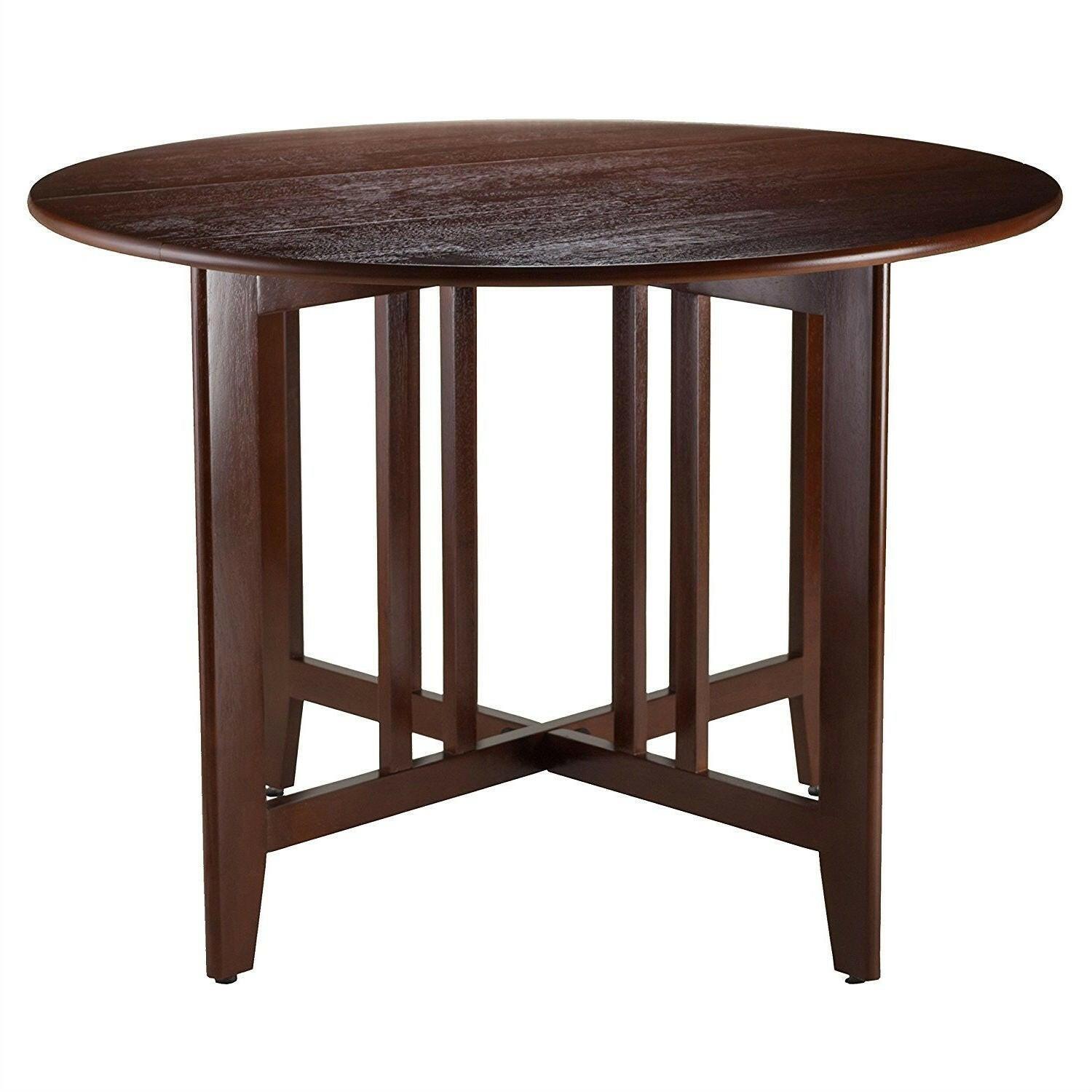 Mission Style Round 42-inch Double Drop Leaf Dining Table - FurniFindUSA