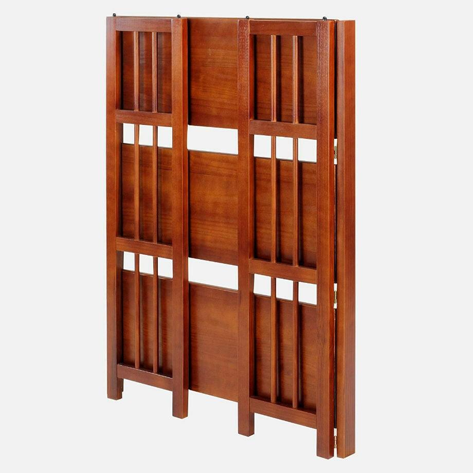 3-Shelf Folding Storage Shelves Bookcase in Walnut Wood Finish - FurniFindUSA