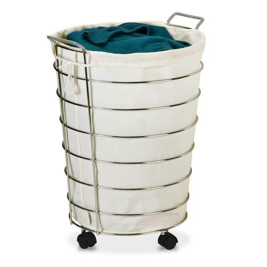 Stylish Laundry Hamper Cart with Wheels Casters and Removable Bag - FurniFindUSA