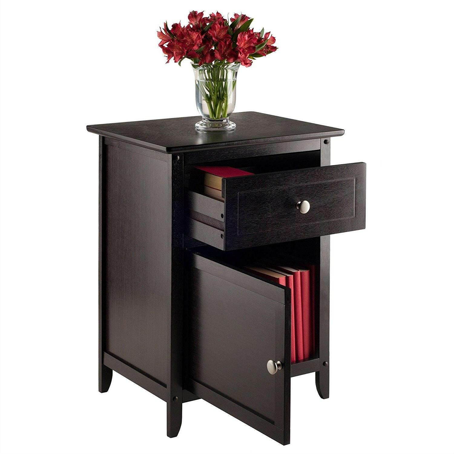Espresso Wood End Table Nightstand Accent Table - FurniFindUSA