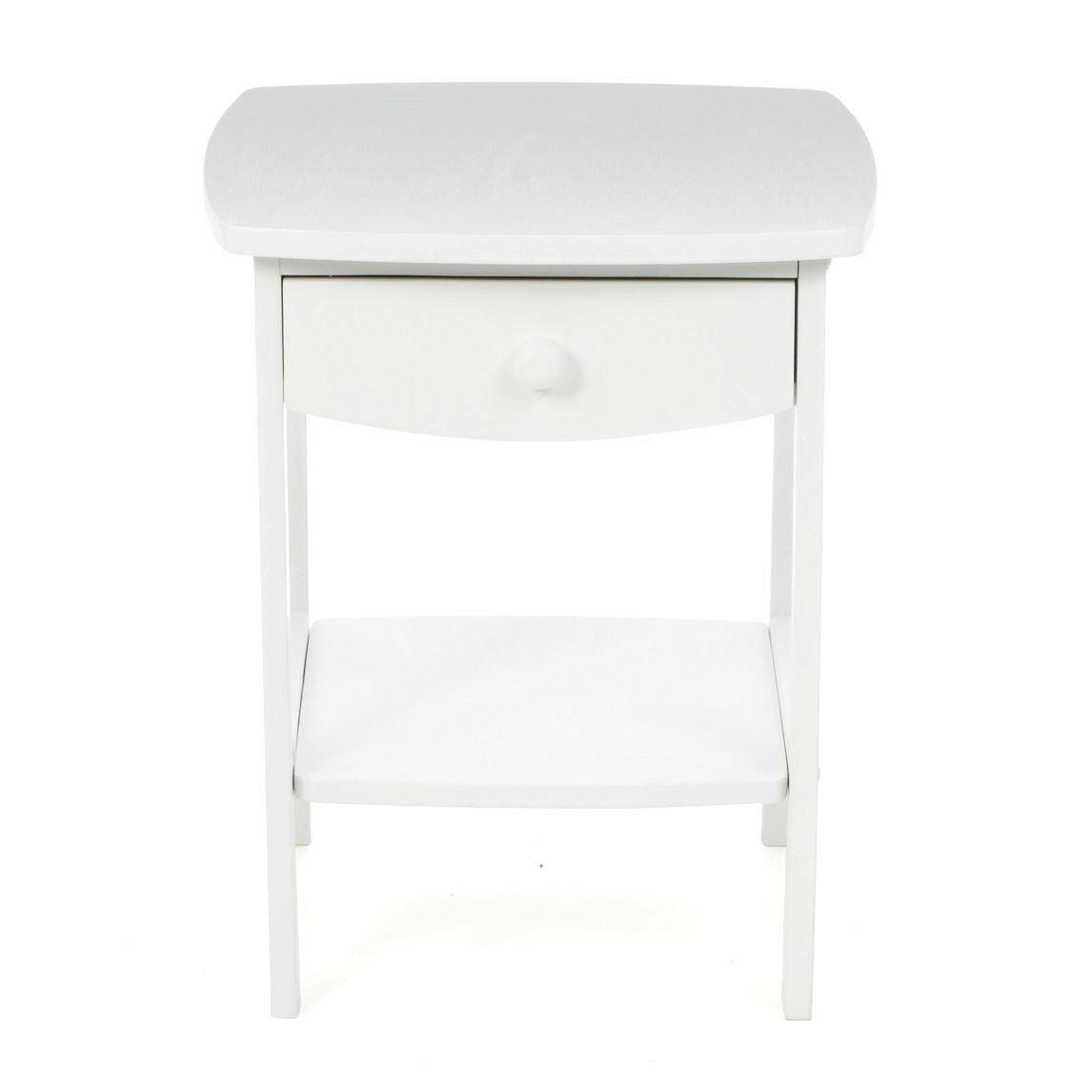 White Wood Contemporary 1-Drawer Bedside Table Nightstand - FurniFindUSA