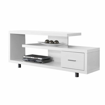 White Modern TV Stand - Fits up to 60-inch Flat Screen TV - FurniFindUSA