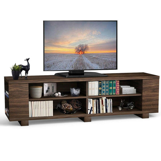 Modern TV Stand in Walnut Wood Finish - Holds up to 60-inch TV - FurniFindUSA