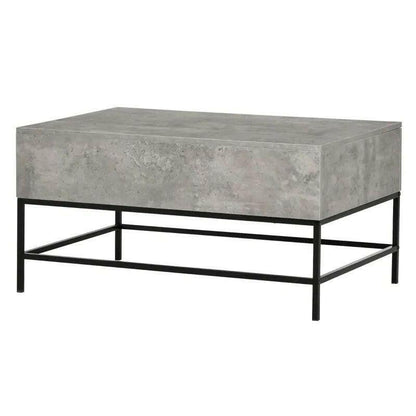 Modern Grey Lift Top Coffee Table w/ Hidden Storage Black Metal Legs - FurniFindUSA