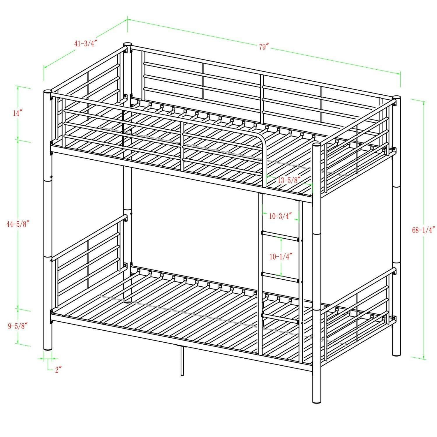 Twin over Twin Sturdy Steel Metal Bunk Bed in White Finish - FurniFindUSA