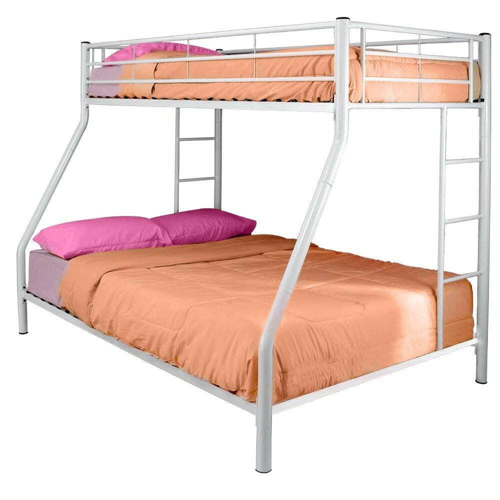 White Metal Twin over Full Bunk Bed - FurniFindUSA