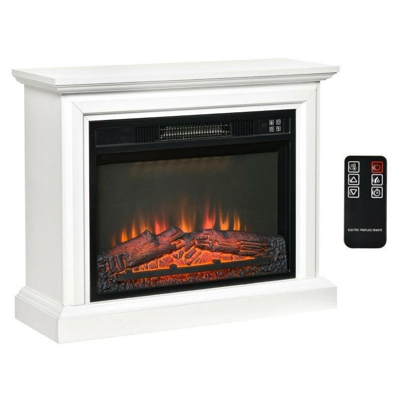 31 inch White Electric Fireplace Heater Dimmable Flame Effect and Mantel w/ Remote Control - FurniFindUSA