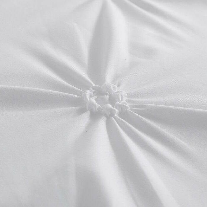 Full/Queen Size All Season Pleated Hypoallergenic Microfiber Reversible 3 Piece Comforter Set in White - FurniFindUSA