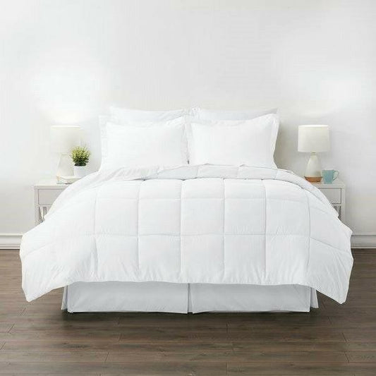 CA King size Microfiber 6-Piece Reversible Bed In A Bag Comforter Set in White - FurniFindUSA