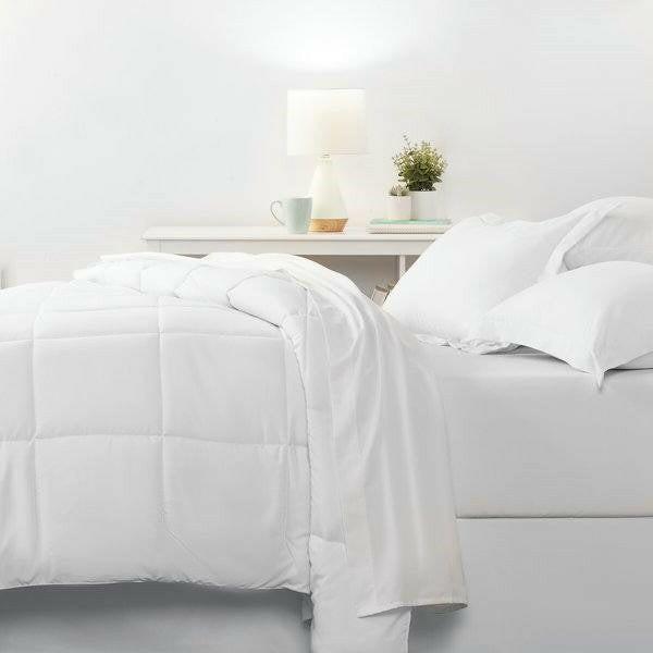 CA King size Microfiber 6-Piece Reversible Bed In A Bag Comforter Set in White - FurniFindUSA