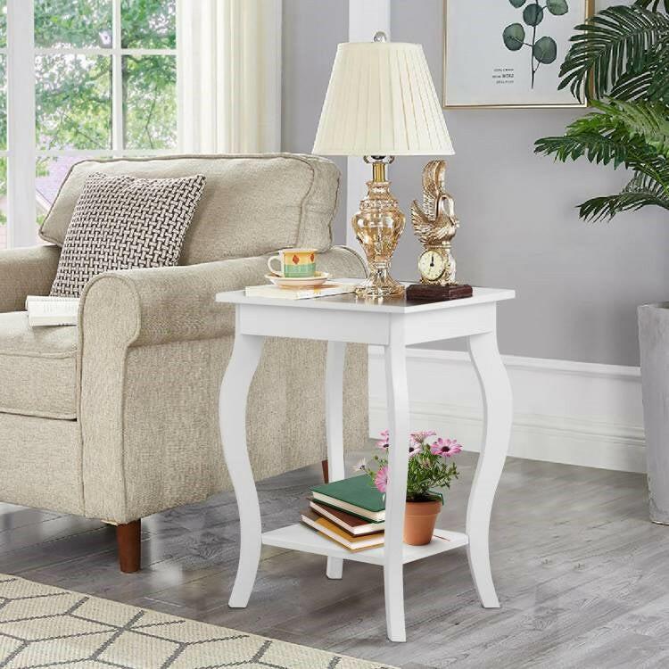 Stylish Nightstand End Table in White Wood Finish - Set of 2 - FurniFindUSA