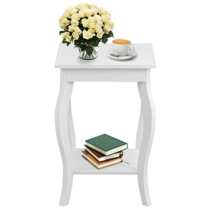 Stylish Nightstand End Table in White Wood Finish - Set of 2 - FurniFindUSA