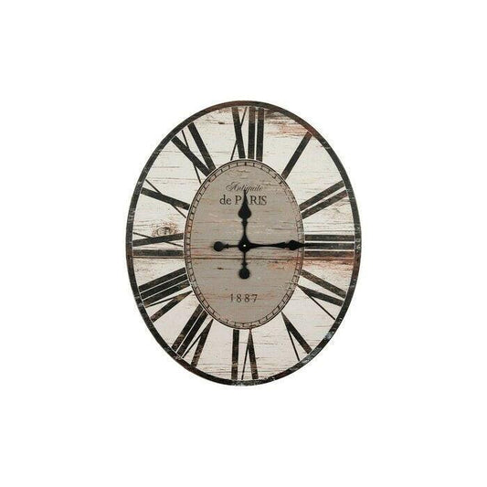 White Washed Oversized Distressed Paris Wood Wall Clock - FurniFindUSA