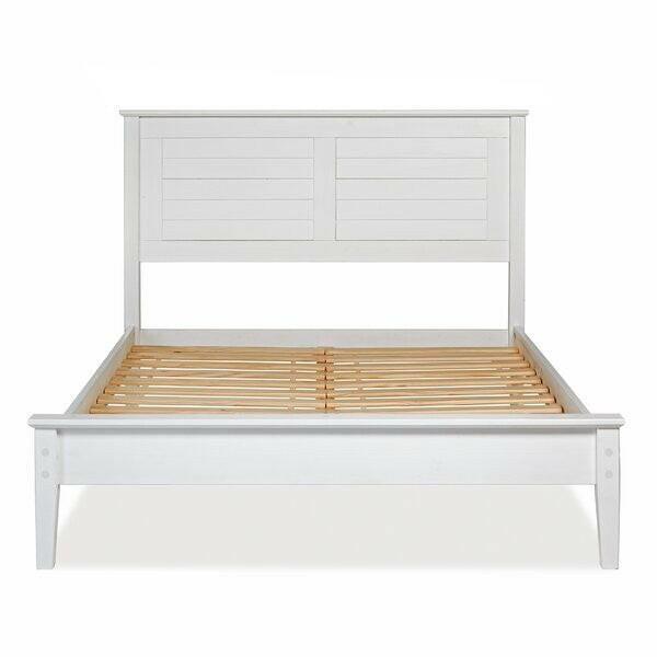 Contemporary White Solid Pine Platform Bed in Queen Size - FurniFindUSA