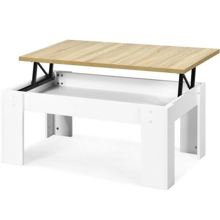 Farmhouse White Lift-Top Multi Purpose Coffee Table Laptop Desk - FurniFindUSA