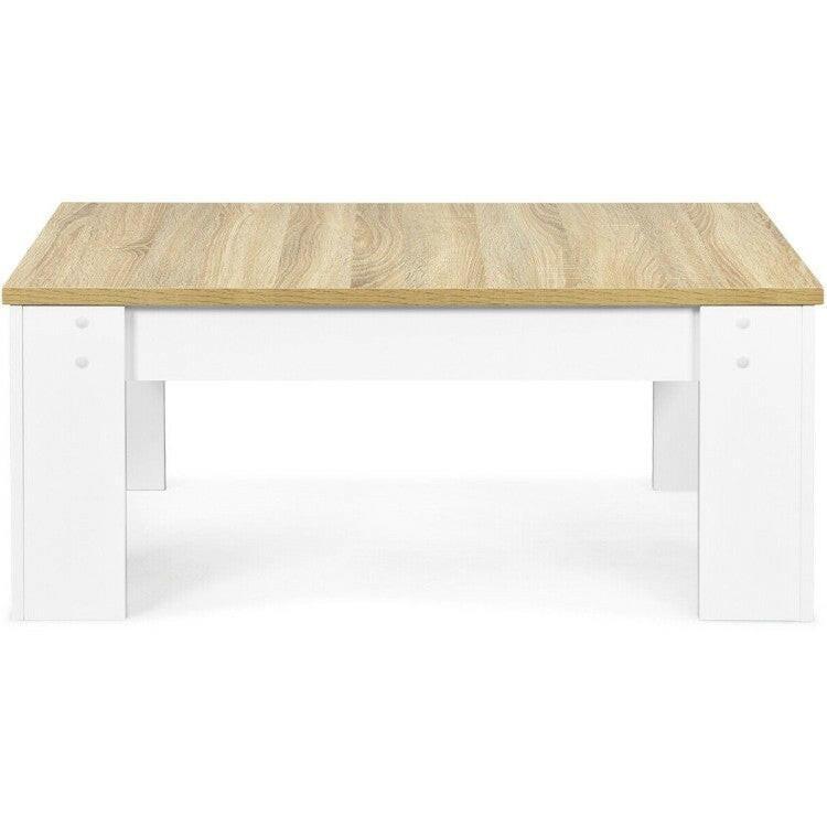 Farmhouse White Lift-Top Multi Purpose Coffee Table Laptop Desk - FurniFindUSA