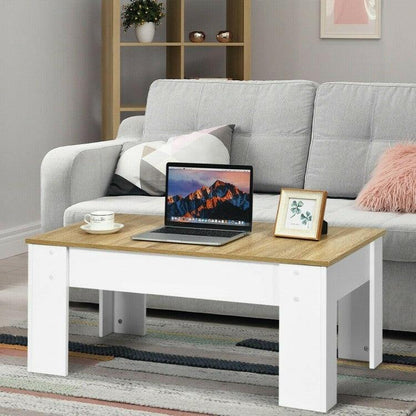 Farmhouse White Lift-Top Multi Purpose Coffee Table Laptop Desk - FurniFindUSA