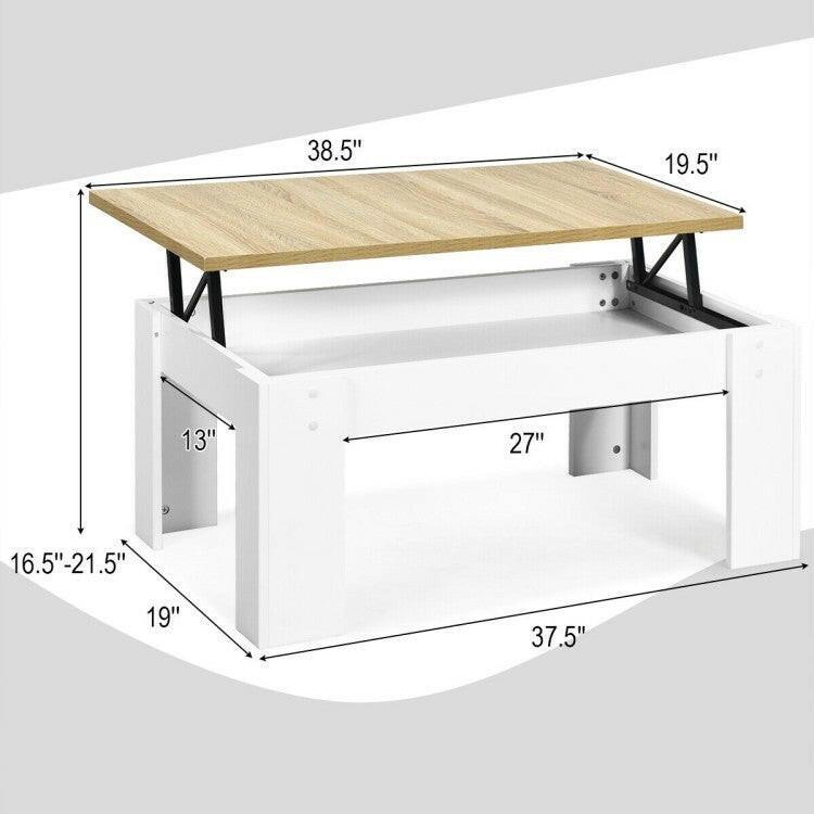 Farmhouse White Lift-Top Multi Purpose Coffee Table Laptop Desk - FurniFindUSA