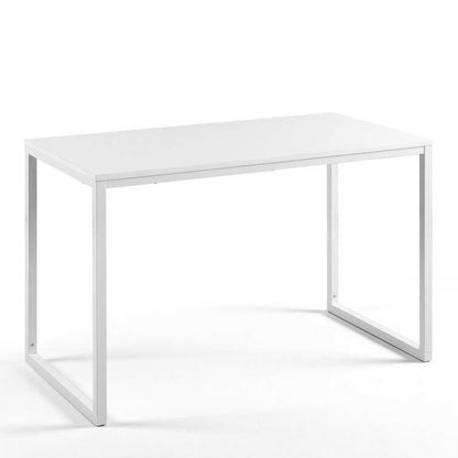 Modern Home Office Desk with White Metal Frame and Wood Top - FurniFindUSA