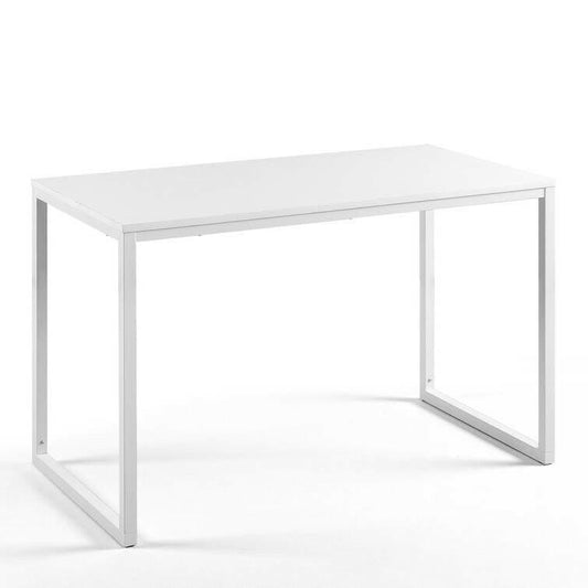 Modern Home Office Desk with White Metal Frame and Wood Top - FurniFindUSA