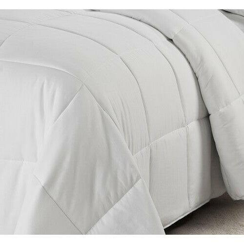 Twin/Twin XL Traditional Microfiber Reversible 3 Piece Comforter Set in White - FurniFindUSA