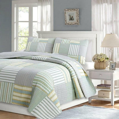 King Size Soft Reversible Patches 100% Cotton Quilt Set - FurniFindUSA