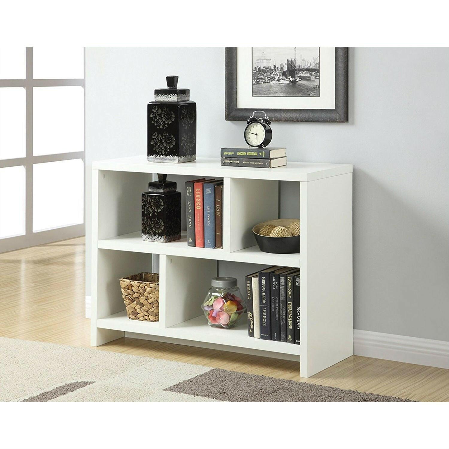 White 2-Shelf Modern Bookcase Console Table - FurniFindUSA